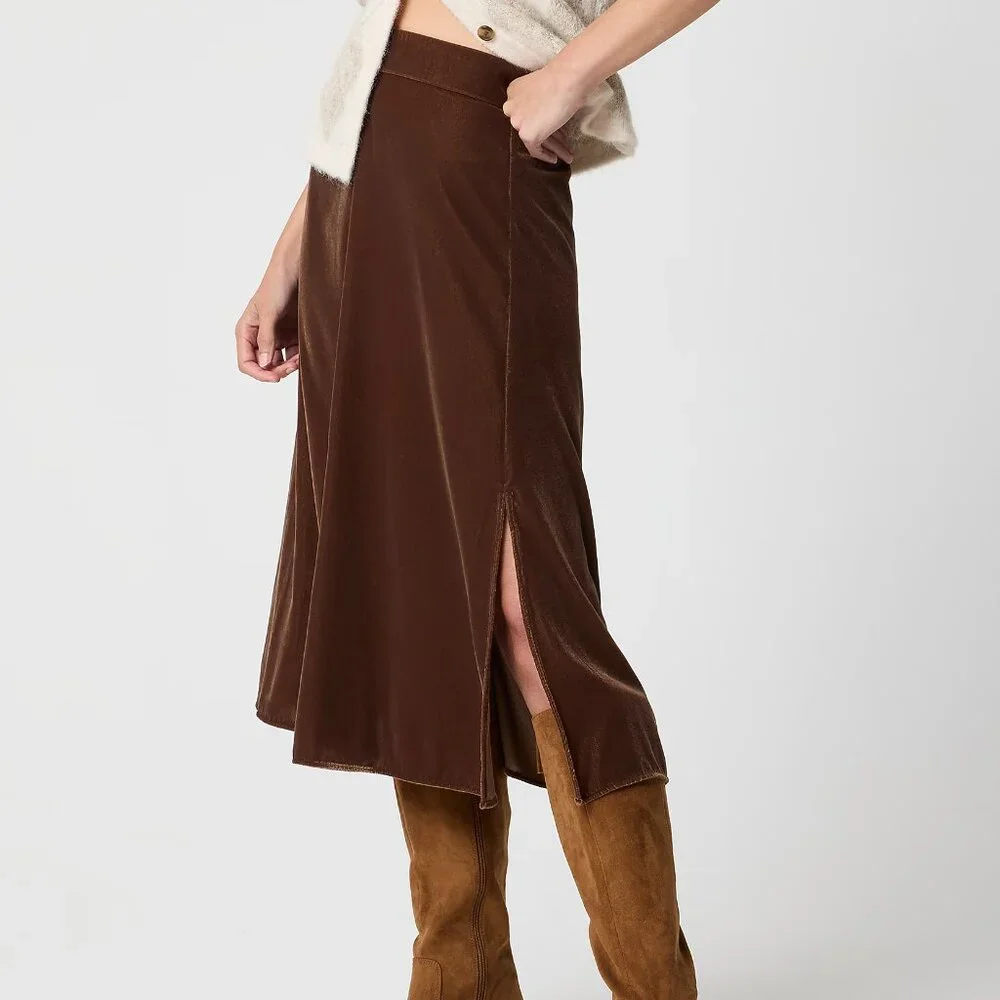J. Crew Cubeb Berry Velvet Pull-On Midi Skirt/NWT/M - Picture 2 of 14